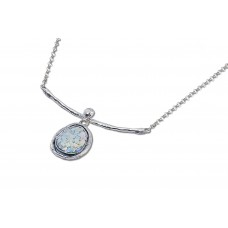 Silver Necklace with Ancient Roman Glass made in Israel