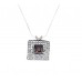 Square Silver Pendent/Necklace with Red Garnet Stone Made in Israel