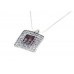 Square Silver Pendent/Necklace with Red Garnet Stone Made in Israel
