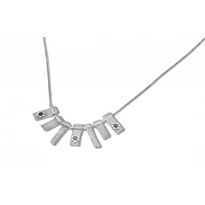 Silver Necklace with Garnet Stones Made in Israel