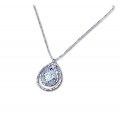 Silver Necklace with Ancient Roman Glass Made in Israel  