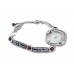 Silver Watch with Red Garnet Stones Made in Israel