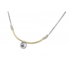 Silver with Gold (plated) Pearls Necklace With Peacok Perl Made in Israel