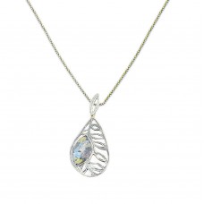 Silver Necklace with Ancient Roman Glass Leaf Pendant  Made in Israel