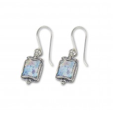 Silver Earrings With Ancient Roman Glass Made in Israel