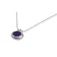 Silver and Purple Druzy Stone Pomegranate Necklace Made in Israel