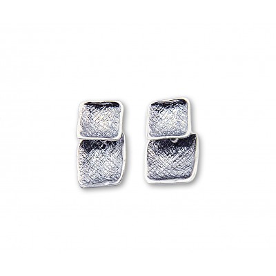 Sterling Silver Square Style Earrings Made in Israel