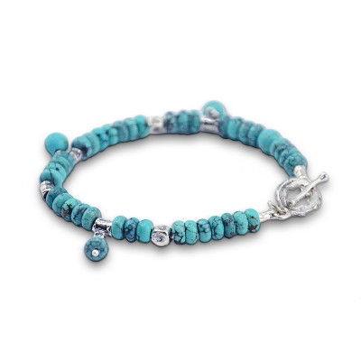 Turquoise and sterling silver good-luck (Hamsa) bracelet - Made in Israel