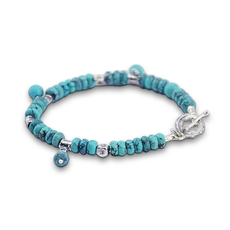 Turquoise and sterling silver good-luck (Hamsa) bracelet - Melbourne ...