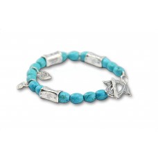 Good Luck (Hamsa) Bracelet with Turquoise Howlite Stones Made in Israel