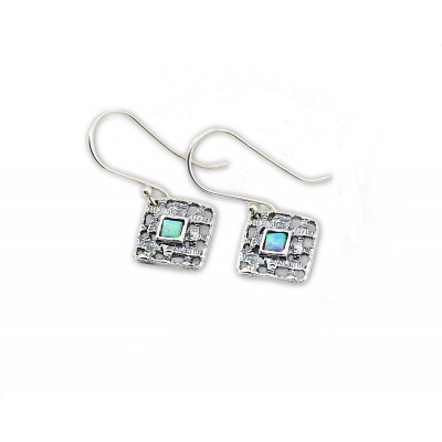 Sterling Silver Earrings With Opal Stones made in Israel